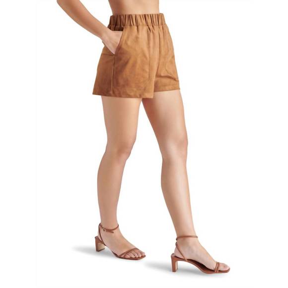 NEW STEVE MADDEN suede faux the record short in toast - Picture 3 of 4